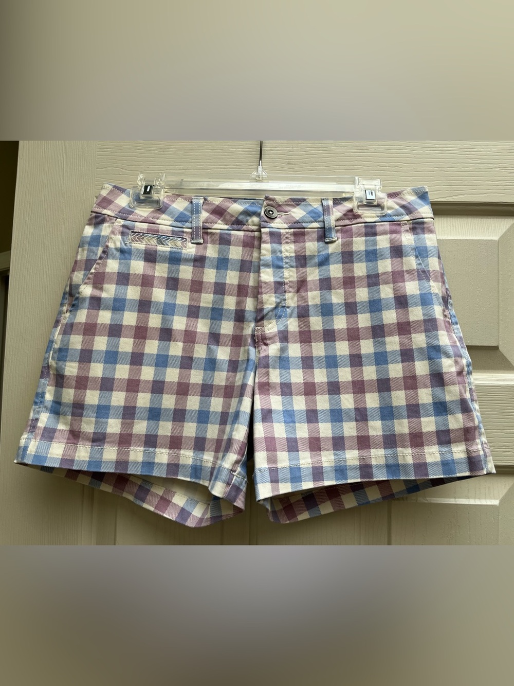 Market & Spruce Purple and Blue Gingham Flat-Front Shorts